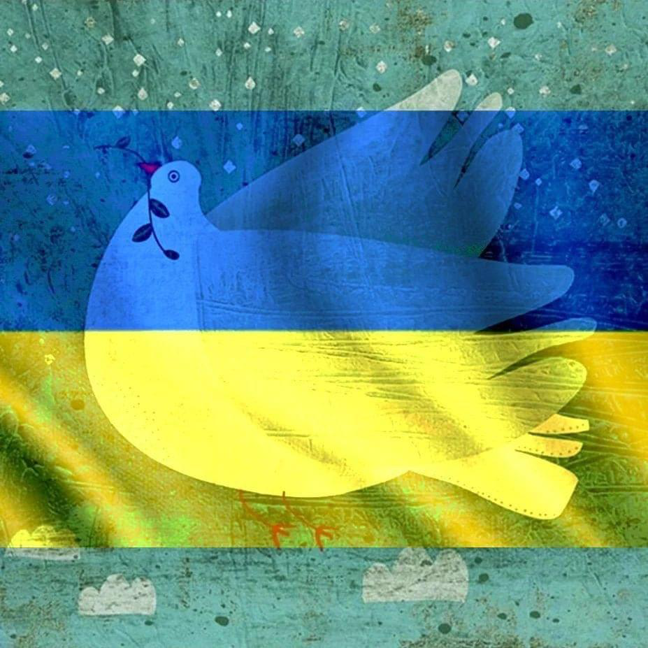 Peace 4 Ukraine image with Ukranian flag and the peace dove